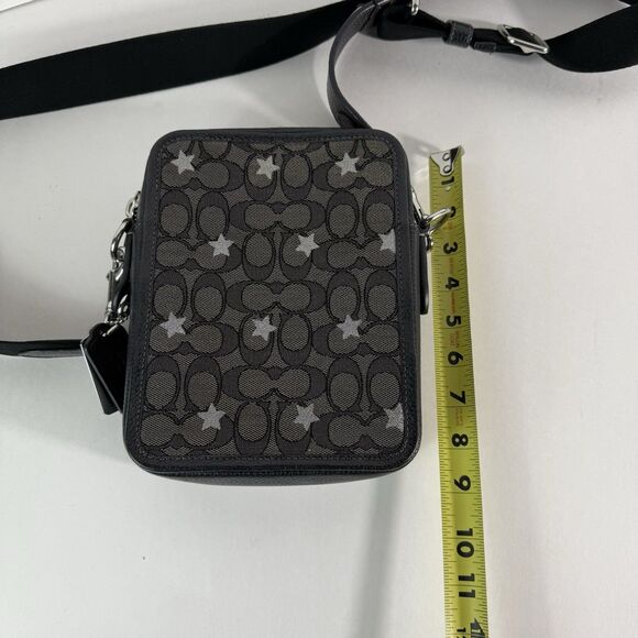 Coach Sullivan Jacquard black silver heart print crossbody purse bag handbag sma - Picture 11 of 16